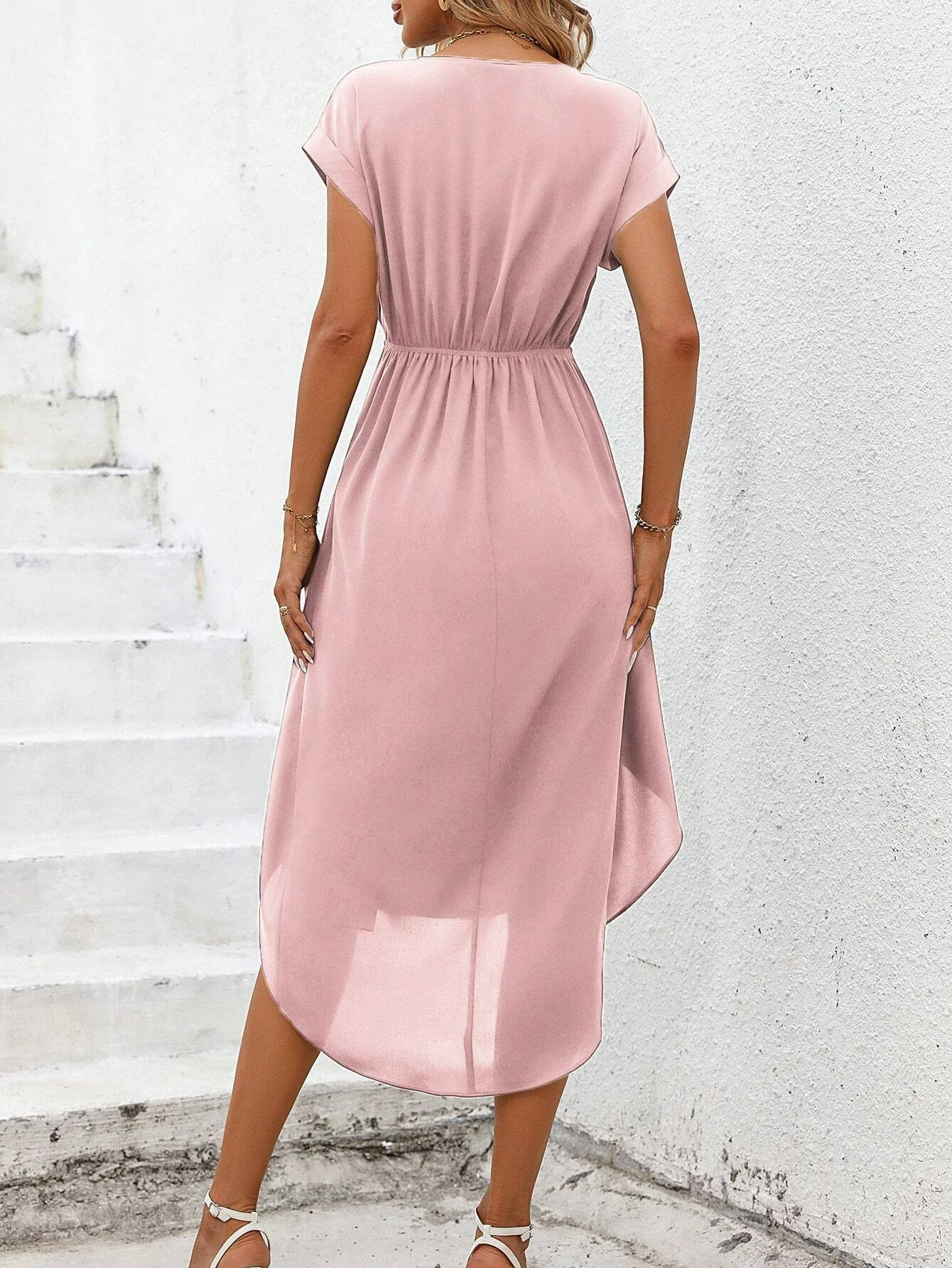 Elegant Lace-Up Regular Fit Dress