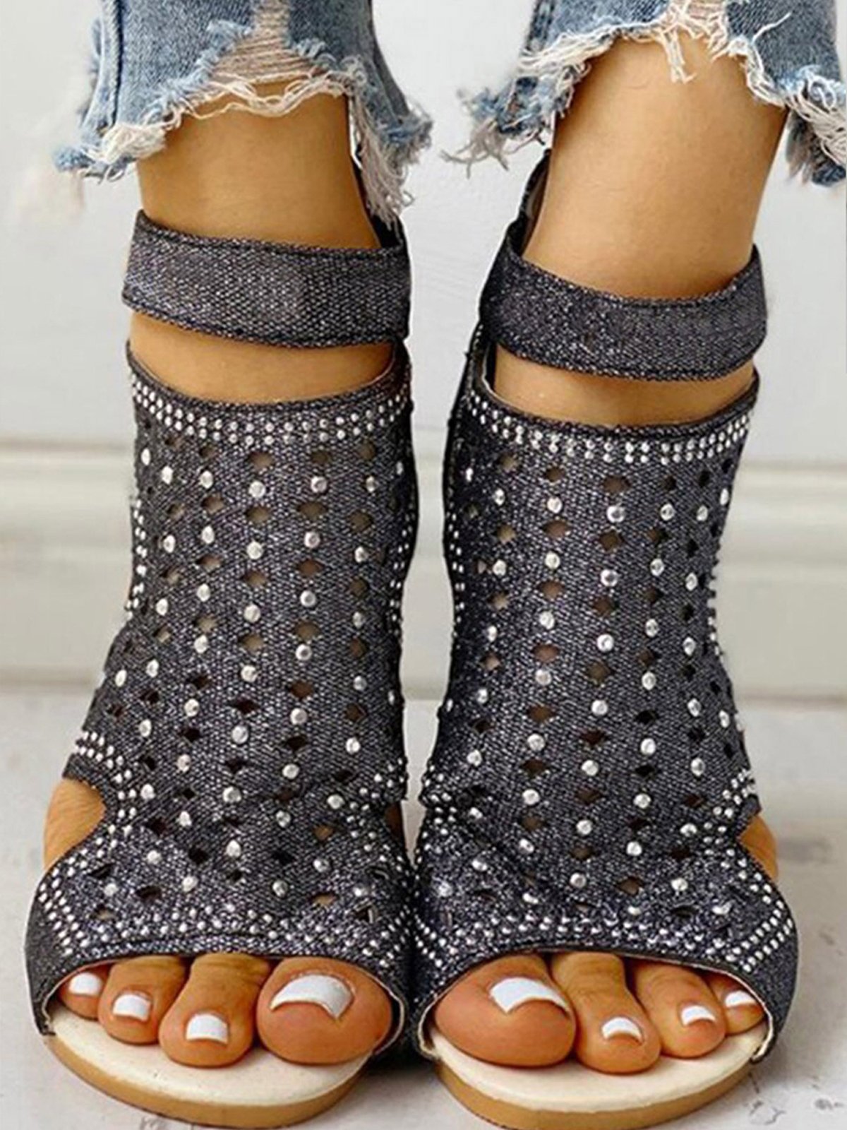Casual Plain Summer Synthetic Leather Slide Sandals
