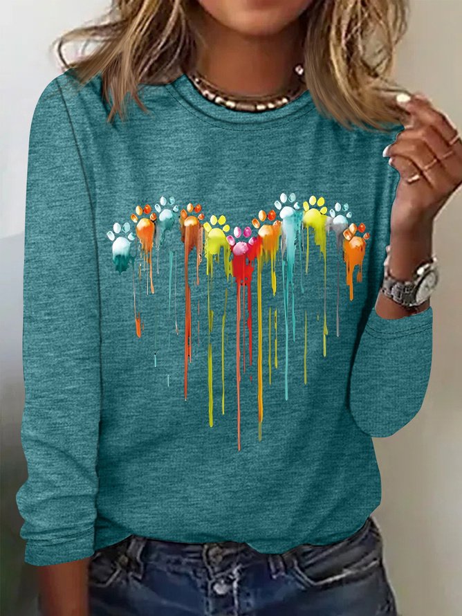 Women's Long Sleeve Tee T-shirt Spring/Fall Heart/Cordate Jersey Crew Neck Daily Going Out Casual Top