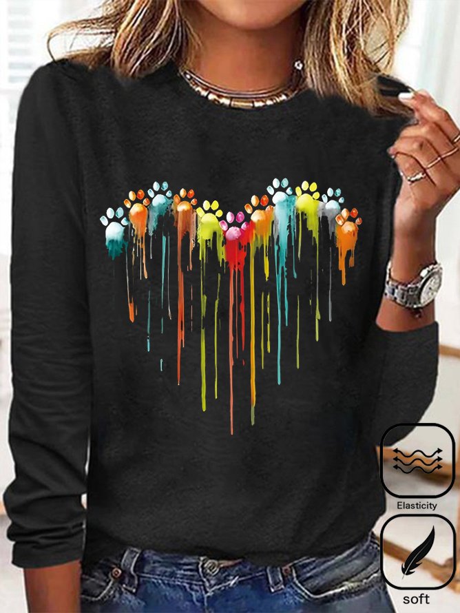 Women's Long Sleeve Tee T-shirt Spring/Fall Heart/Cordate Jersey Crew Neck Daily Going Out Casual Top