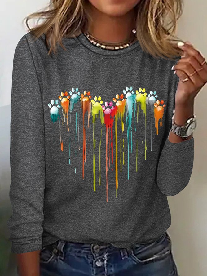 Women's Long Sleeve Tee T-shirt Spring/Fall Heart/Cordate Jersey Crew Neck Daily Going Out Casual Top