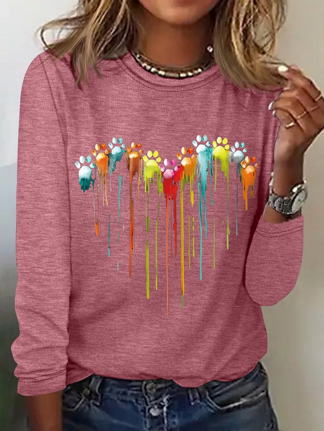 Women's Long Sleeve Tee T-shirt Spring/Fall Heart/Cordate Jersey Crew Neck Daily Going Out Casual Top