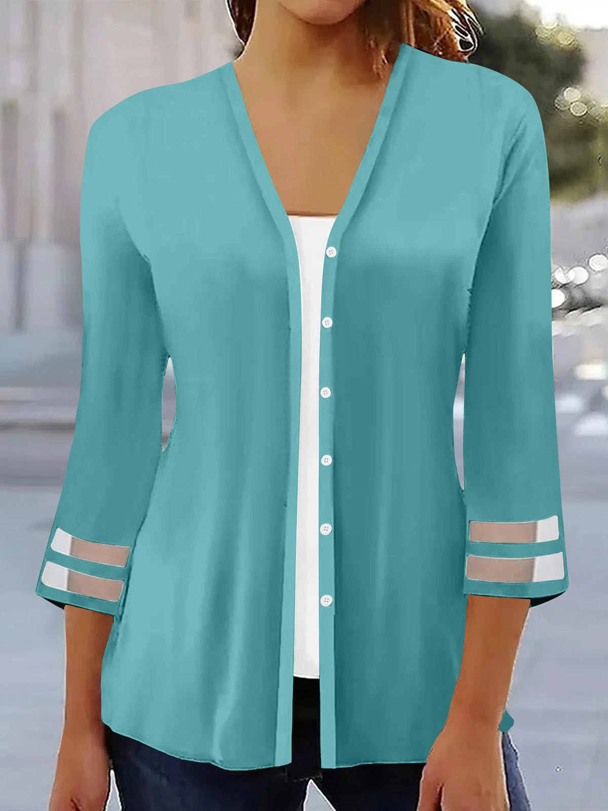 Mesh Casual Plain Kimono justfashionnow