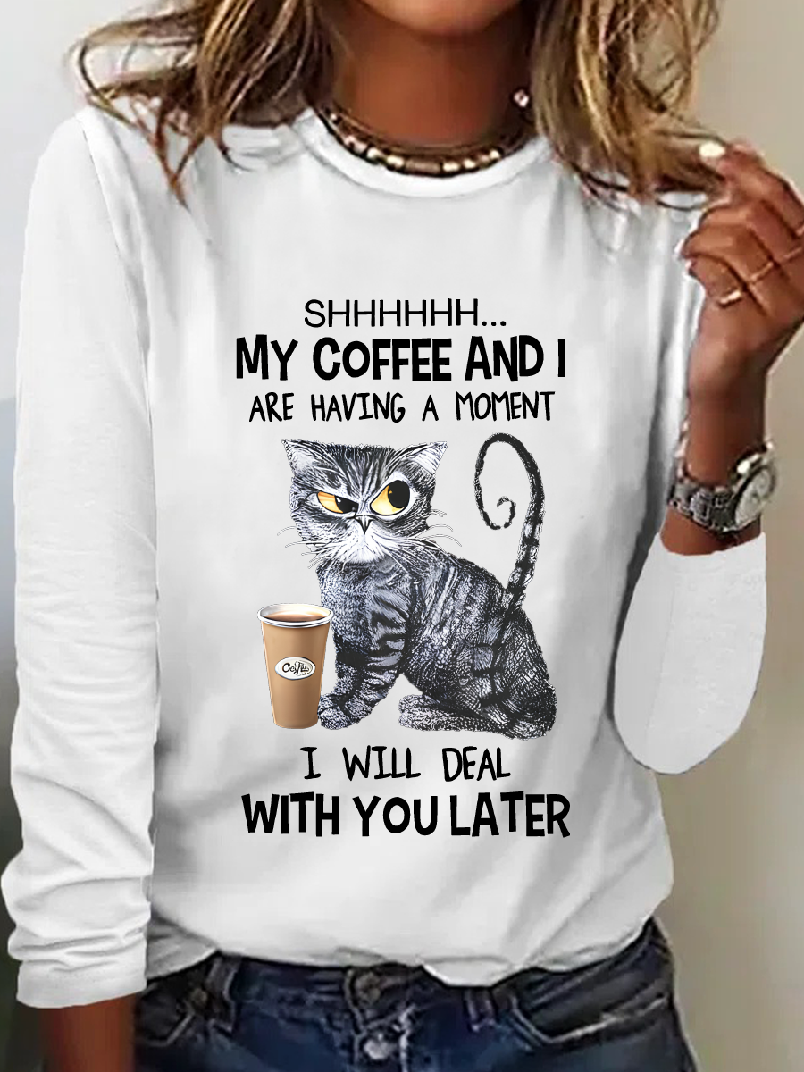 Women's Long Sleeve Blouse Spring/Fall Text Letters Crew Neck Daily Going Out Casual Top