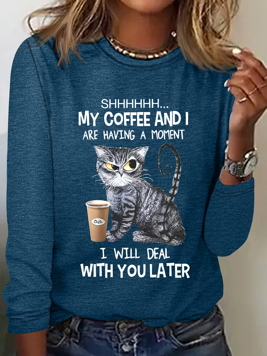 Women's Long Sleeve Blouse Spring/Fall Text Letters Crew Neck Daily Going Out Casual Top