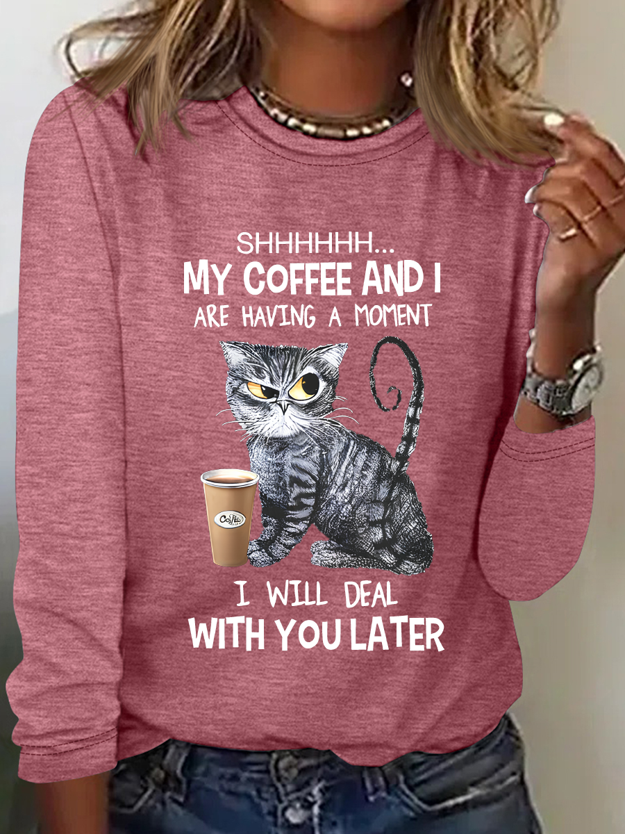 Women's Long Sleeve Blouse Spring/Fall Text Letters Crew Neck Daily Going Out Casual Top