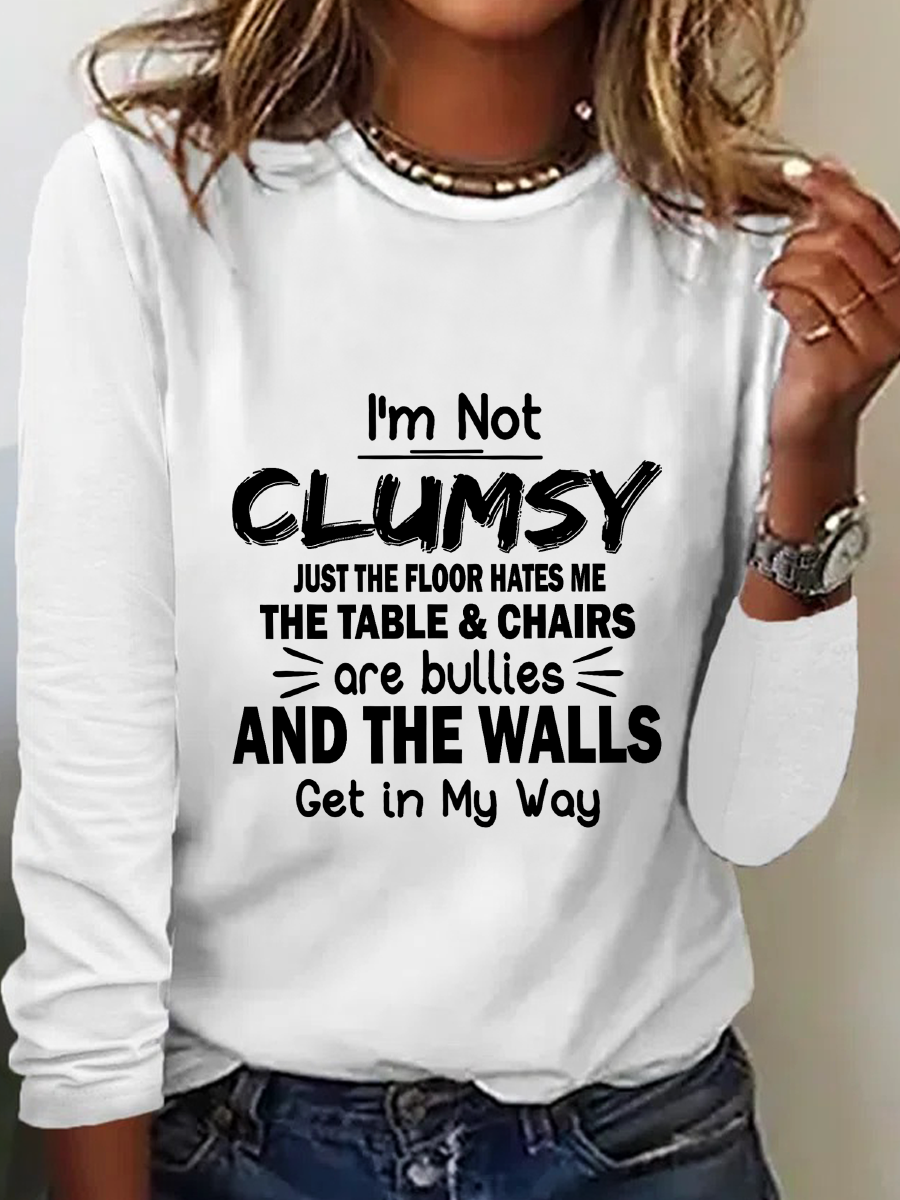 Women's Long Sleeve Blouse Spring/Fall Text Letters Crew Neck Daily Going Out Casual Top