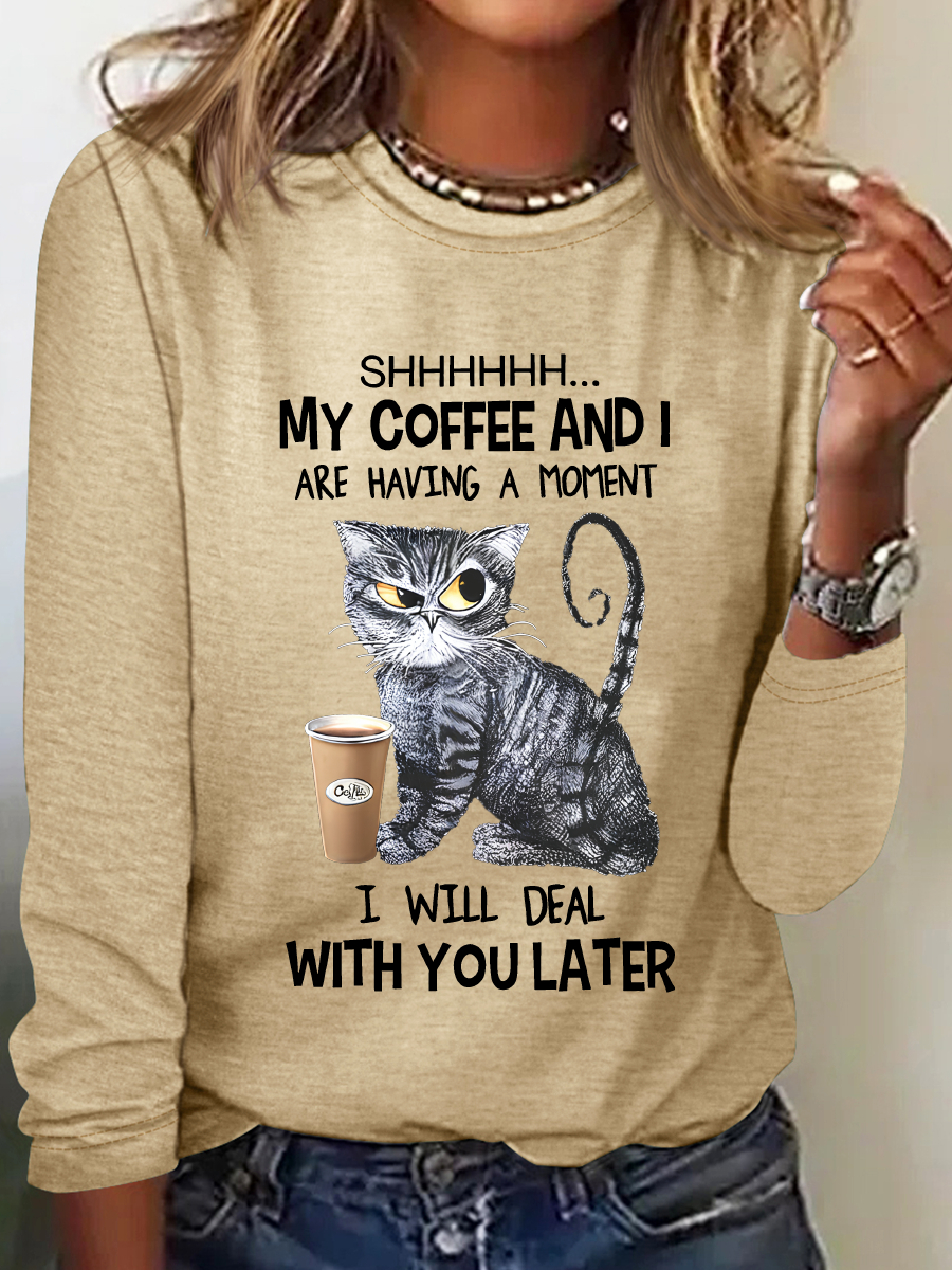 Women's Long Sleeve Blouse Spring/Fall Text Letters Crew Neck Daily Going Out Casual Top