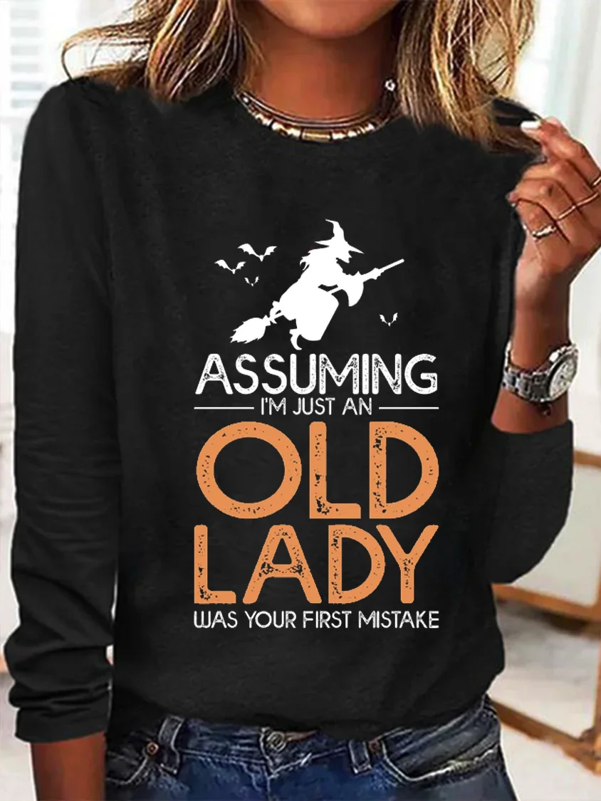 Women's Long Sleeve Tee T-shirt Spring/Fall Halloween Cotton-Blend Crew Neck Daily Going Out Casual Top