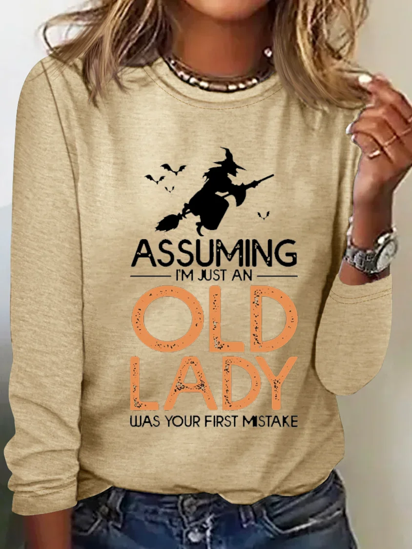 Women's Long Sleeve Tee T-shirt Spring/Fall Halloween Cotton-Blend Crew Neck Daily Going Out Casual Top