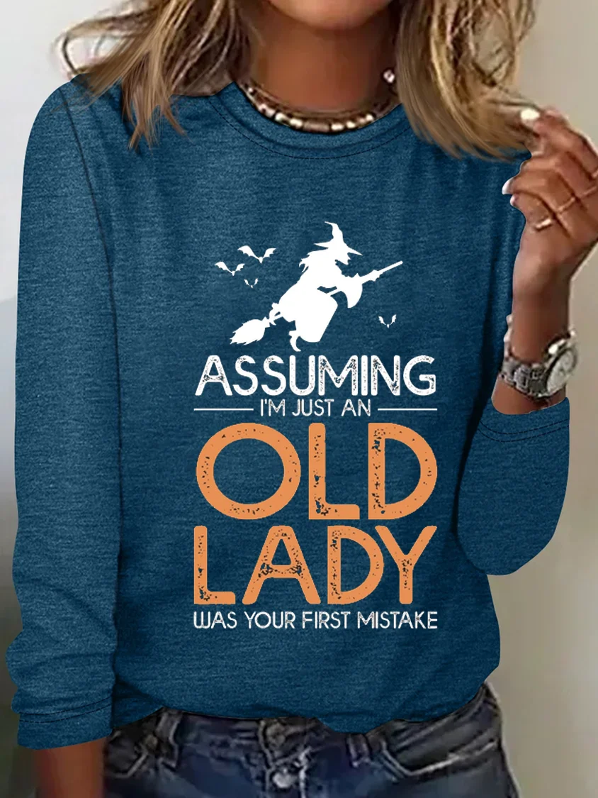 Women's Long Sleeve Tee T-shirt Spring/Fall Halloween Cotton-Blend Crew Neck Daily Going Out Casual Top