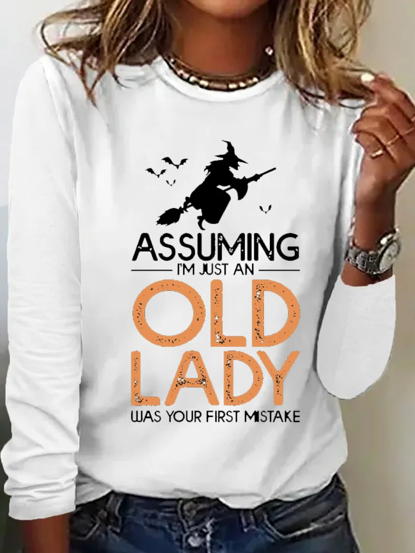 Women's Long Sleeve Tee T-shirt Spring/Fall Halloween Cotton-Blend Crew Neck Daily Going Out Casual Top