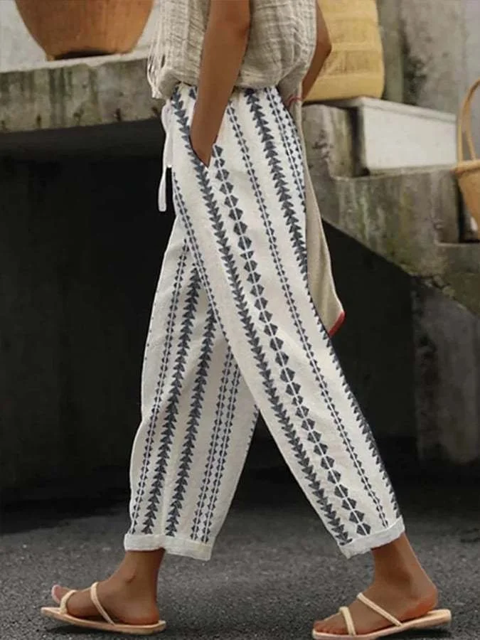 Women's Striped Long Pant Casual Spring/Fall Trousers