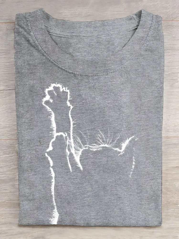 Women's Cat Short Sleeve Tee T-shirt Crew Neck Casual Summer Top