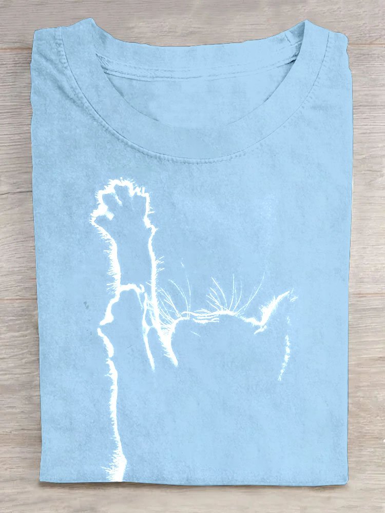 Women's Cat Short Sleeve Tee T-shirt Crew Neck Casual Summer Top