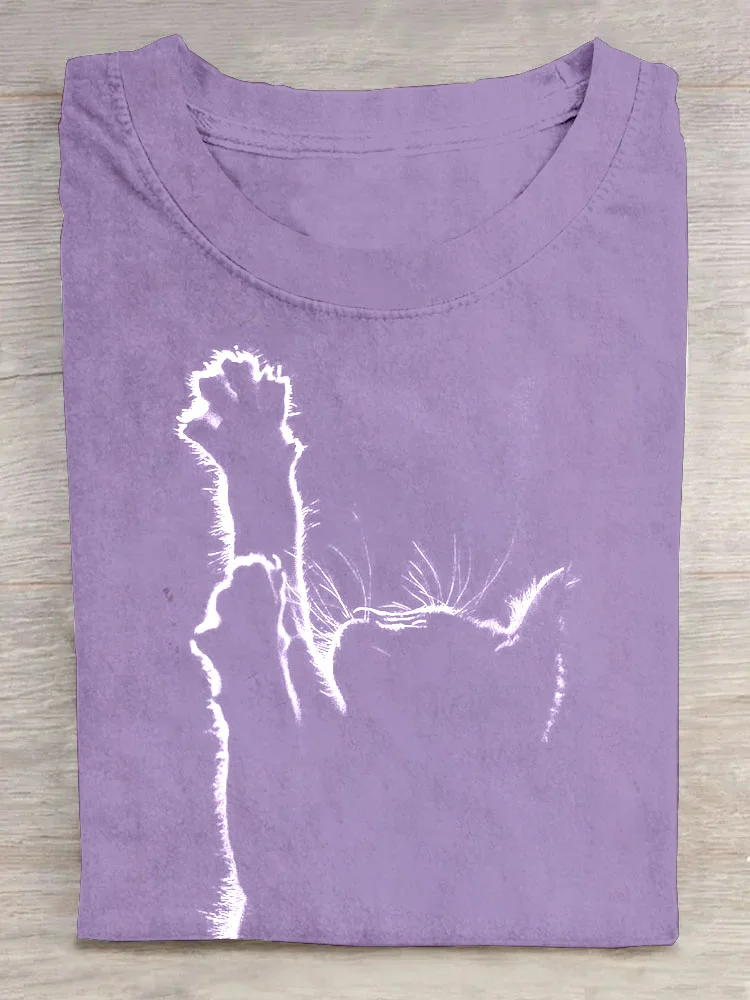 Women's Cat Short Sleeve Tee T-shirt Crew Neck Casual Summer Top