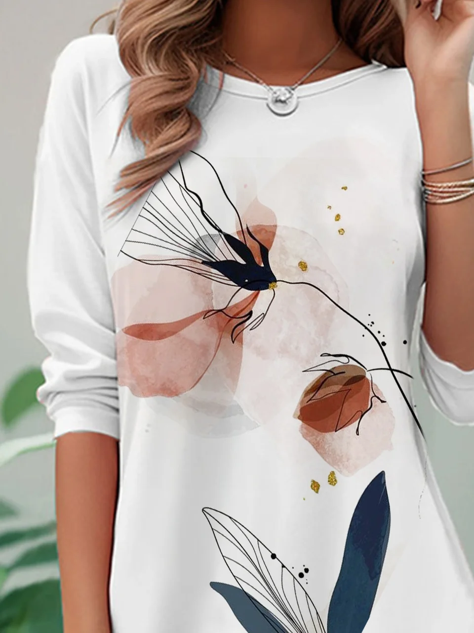 Women's Long Sleeve Tee T-shirt Spring/Fall Floral Jersey Crew Neck Daily Going Out Casual Top
