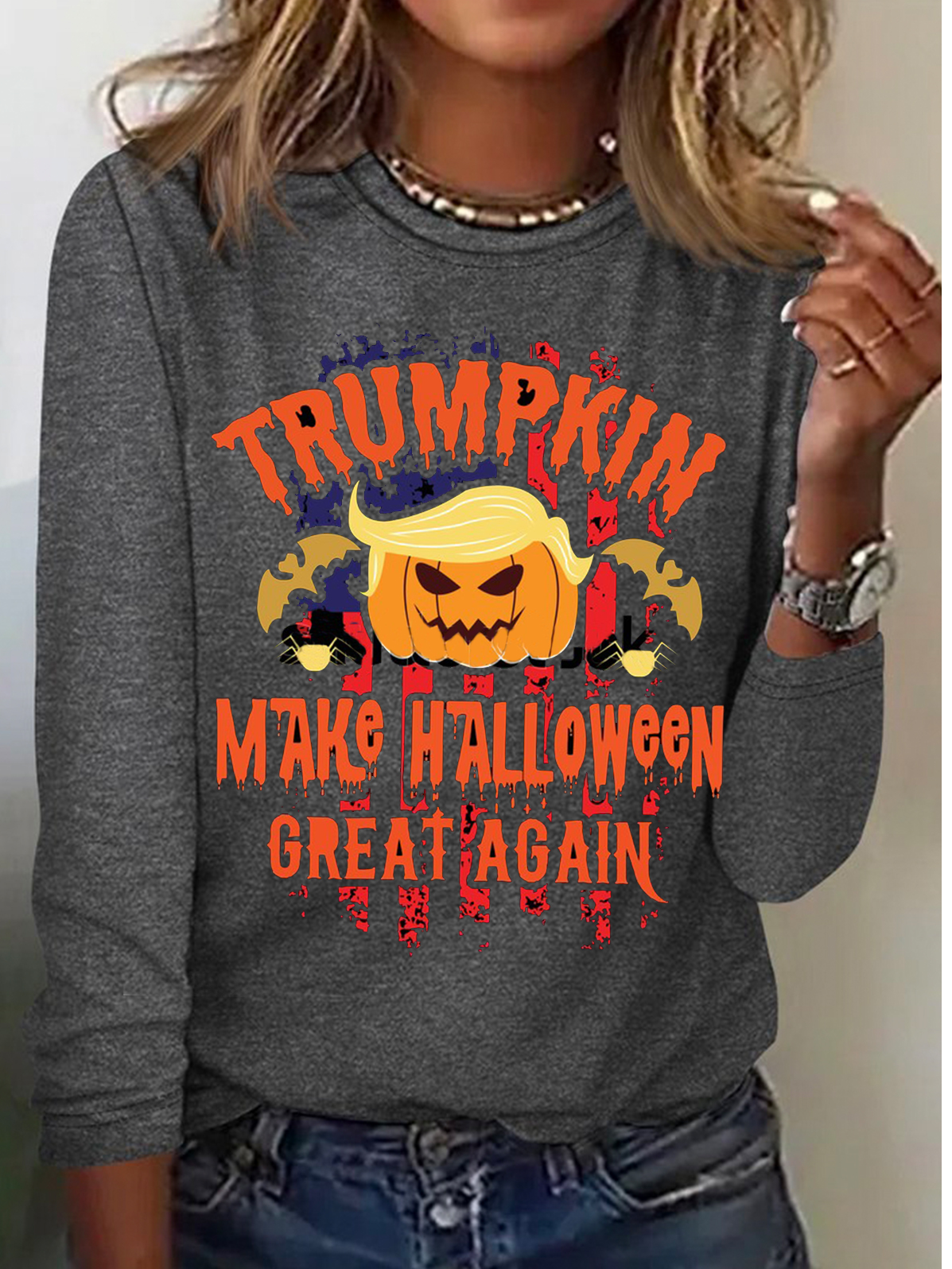 Women's Long Sleeve Tee T-shirt Spring/Fall Halloween Cotton Crew Neck Daily Going Out Casual Top