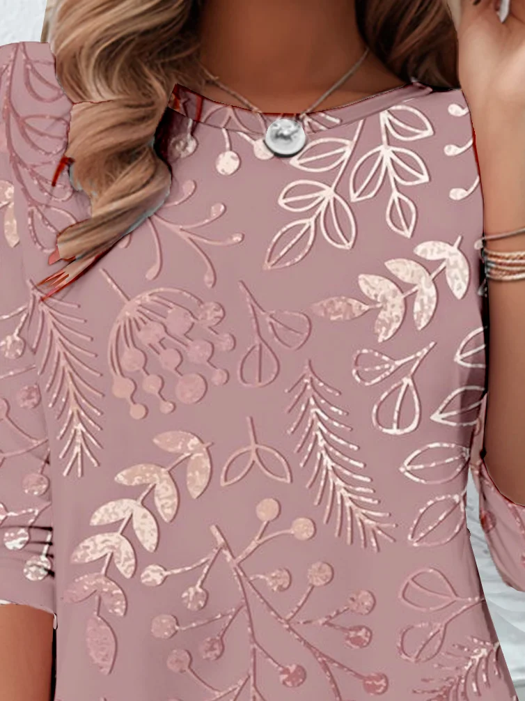 Women's Branches Long Sleeve Floral Tee T-shirt Crew Neck Casual Spring/Fall Top