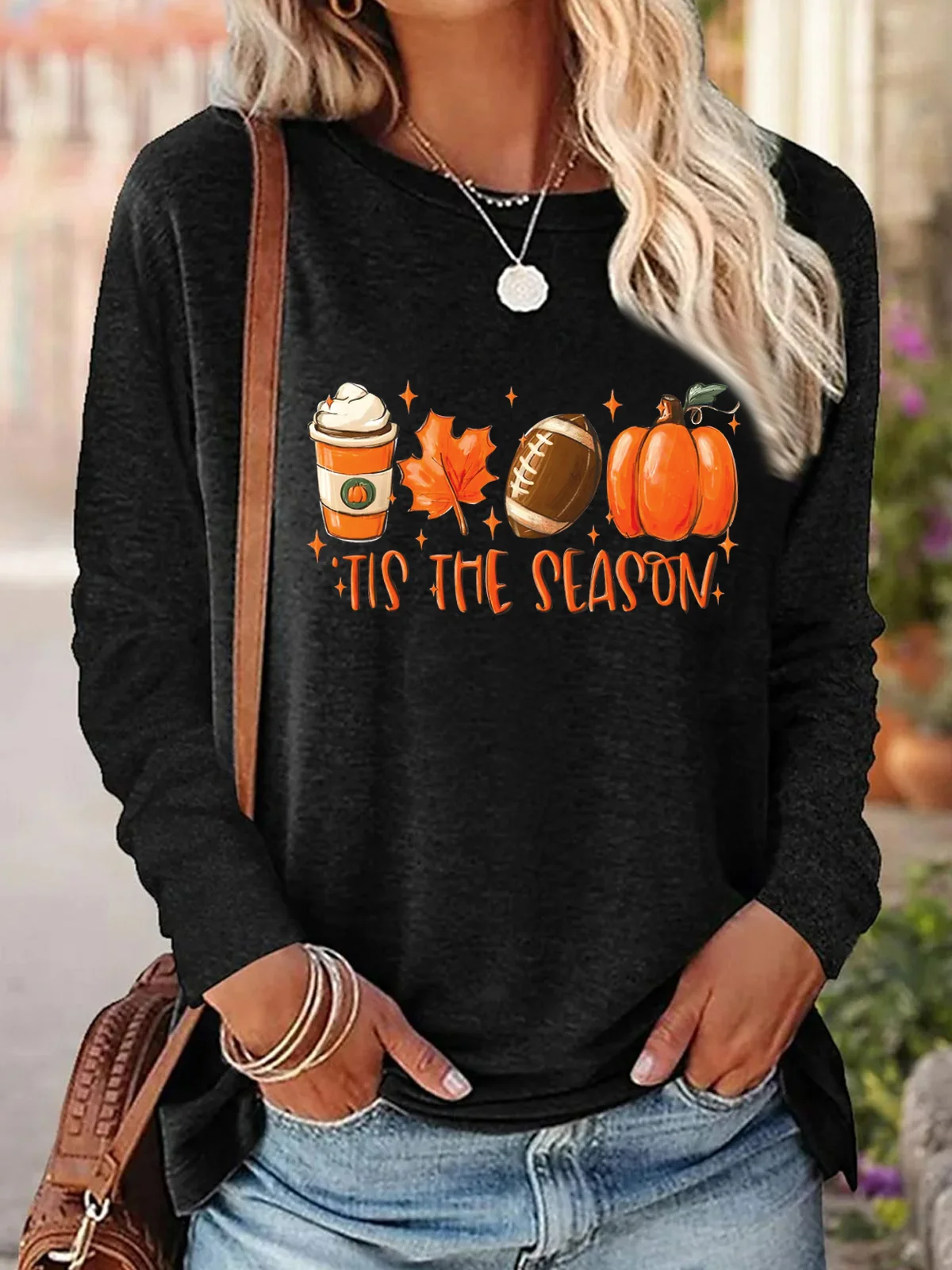 Women's Long Sleeve Blouse Spring/Fall Halloween Jersey Crew Neck Daily Going Out Casual Top
