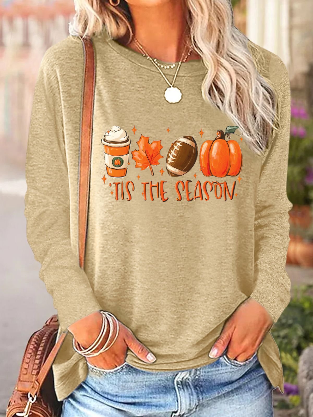 Women's Long Sleeve Blouse Spring/Fall Halloween Jersey Crew Neck Daily Going Out Casual Top