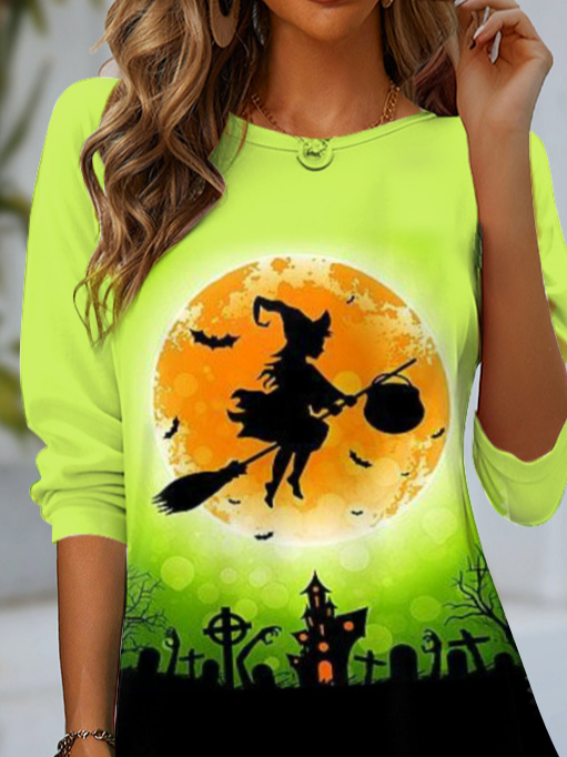 Women's Long Sleeve Tee T-shirt Spring/Fall Halloween Jersey Crew Neck Daily Going Out Casual Top