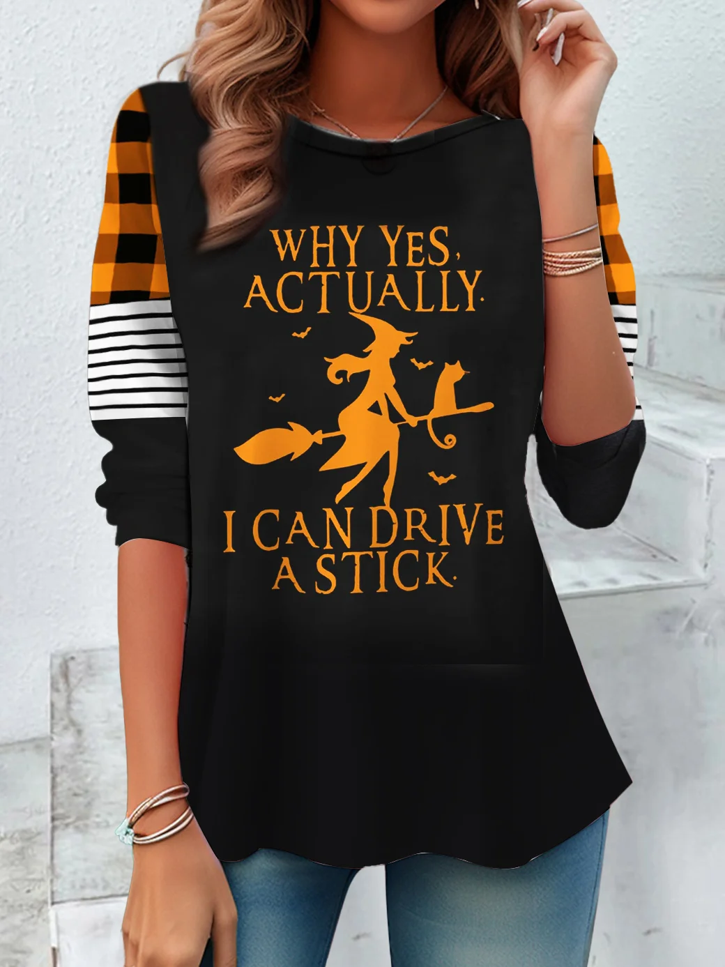 Women's Long Sleeve Tee T-shirt Spring/Fall Halloween Printing Jersey Crew Neck Daily Going Out Vintage Top