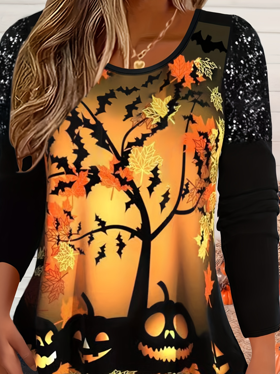 Women's Long Sleeve Tee T-shirt Spring/Fall Halloween Jersey Crew Neck Daily Going Out Casual Top