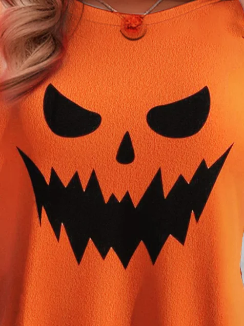 Women's Long Sleeve Tee T-shirt Spring/Fall Halloween Printing Jersey Crew Neck Daily Going Out Vintage Top