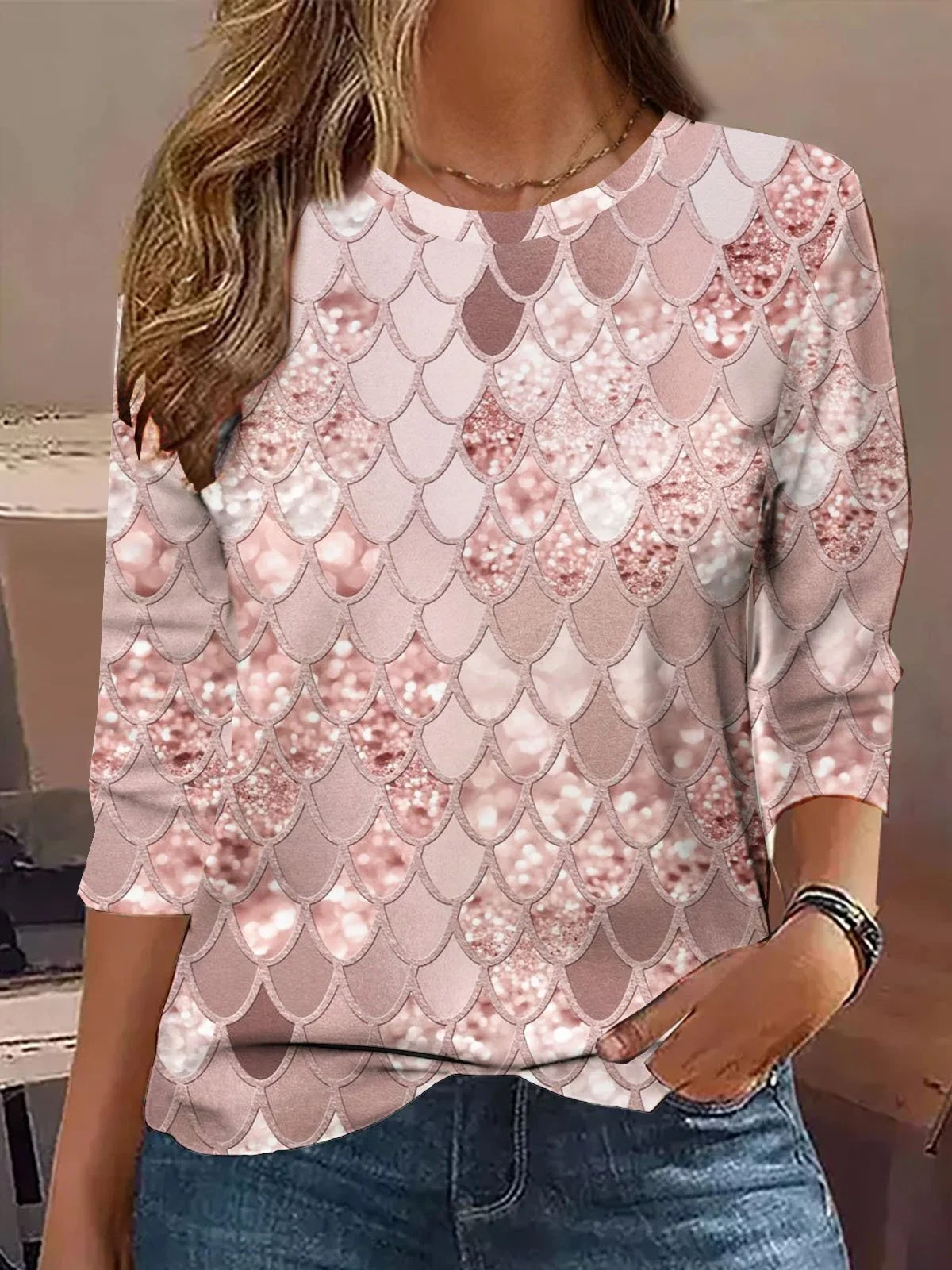Women's Long Sleeve Tee T-shirt Spring/Fall Abstract Jersey Crew Neck Daily Going Out Casual Top