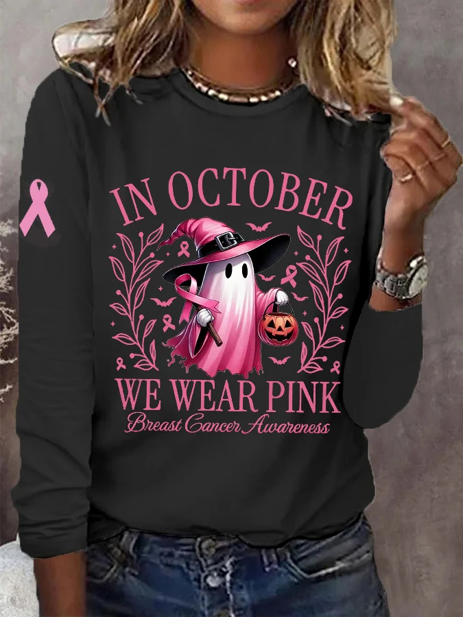 Women's Long Sleeve Blouse Spring/Fall Halloween Cotton-Blend Crew Neck Daily Going Out Casual Top