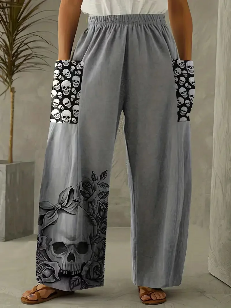 Women's Trousers Straight Pants Daily Going Out Casual Cotton And Linen Halloween Spring/Fall Pants