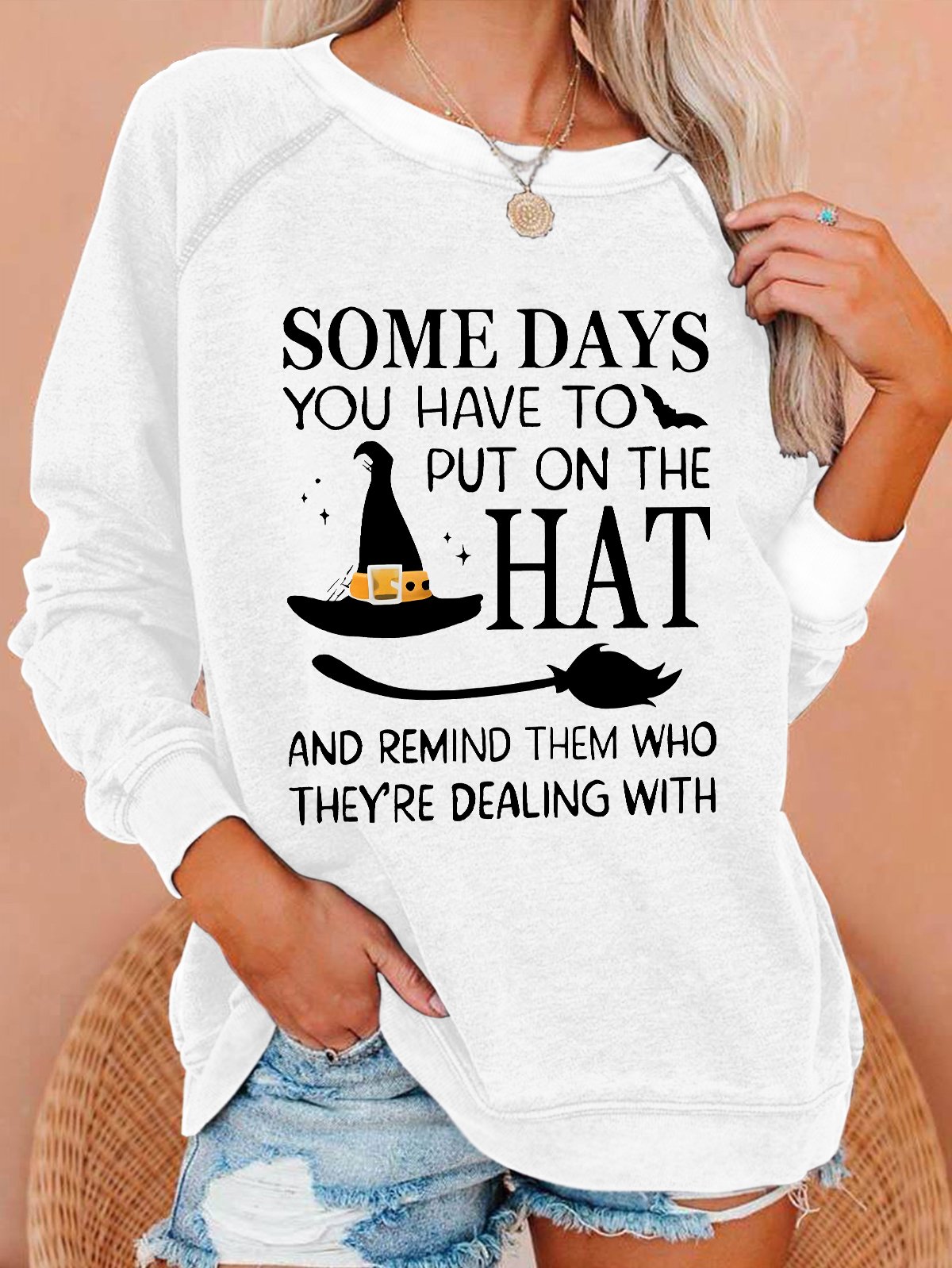 Women's Crew Neck Halloween Casual Spring/Fall Long Sleeve Sweatshirt