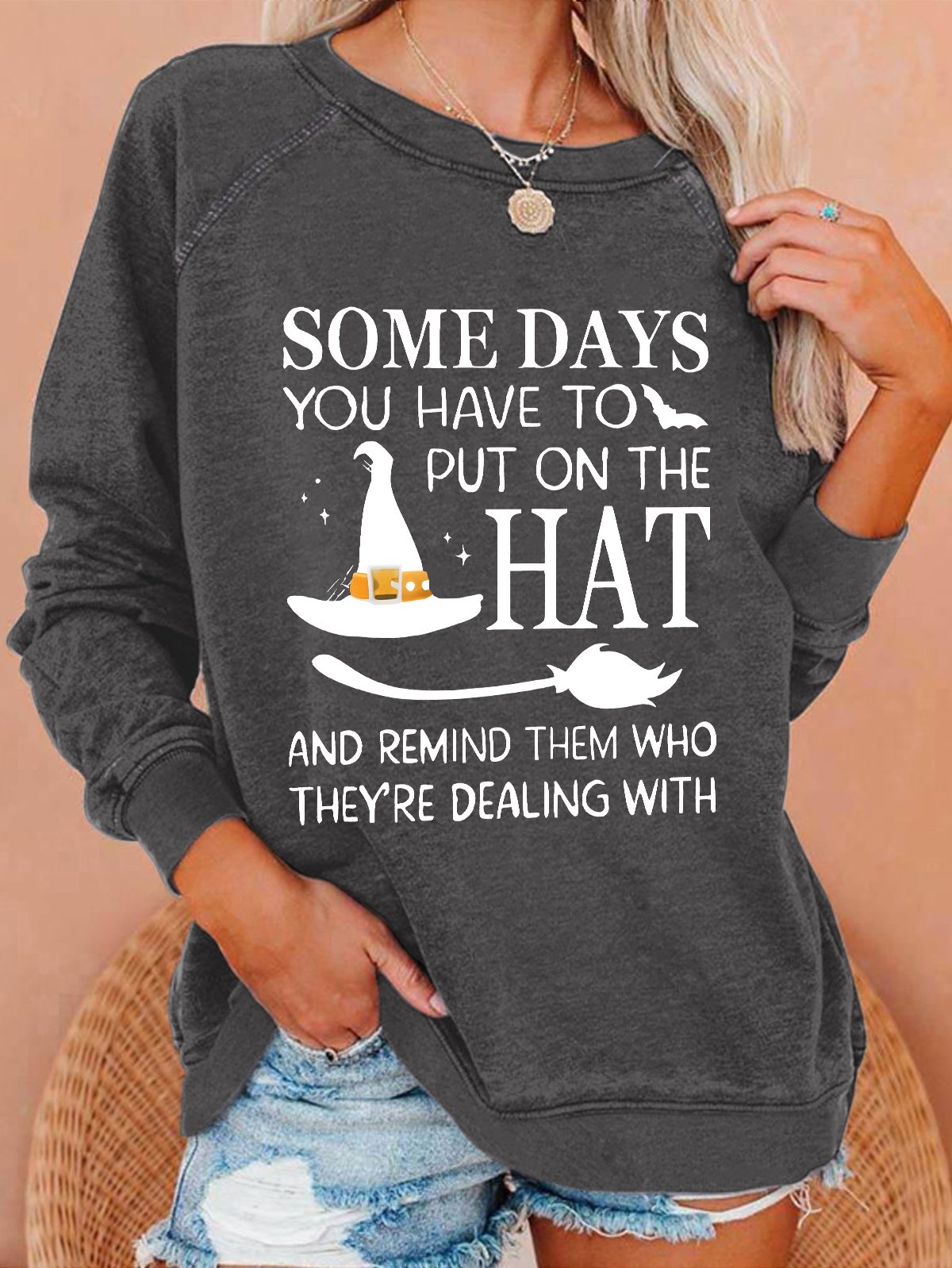 Women's Crew Neck Halloween Casual Spring/Fall Long Sleeve Sweatshirt