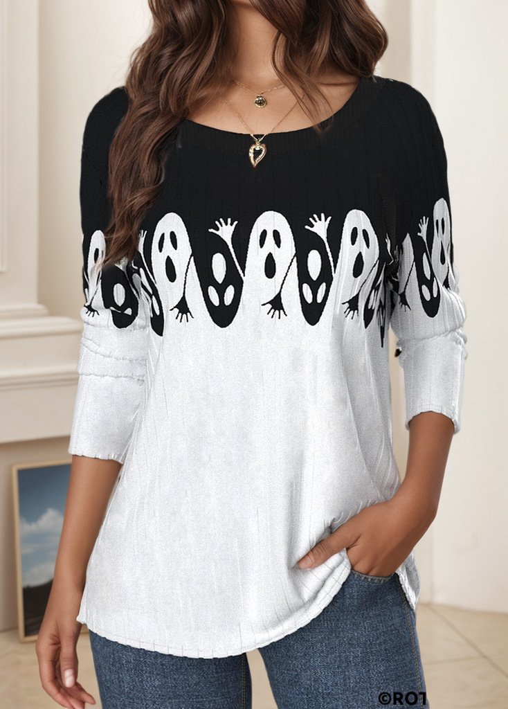 Women's Long Sleeve Tee T-shirt Spring/Fall Halloween Jersey Crew Neck Daily Going Out Casual Top