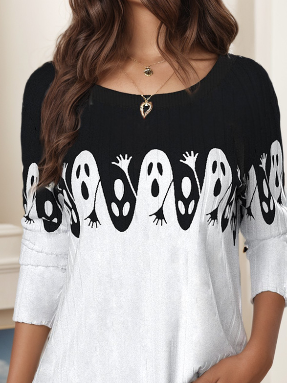 Women's Long Sleeve Tee T-shirt Spring/Fall Halloween Jersey Crew Neck Daily Going Out Casual Top