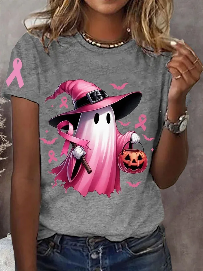 Women Halloween Short Sleeve Tee T-shirt Crew Neck Casual Summer Top