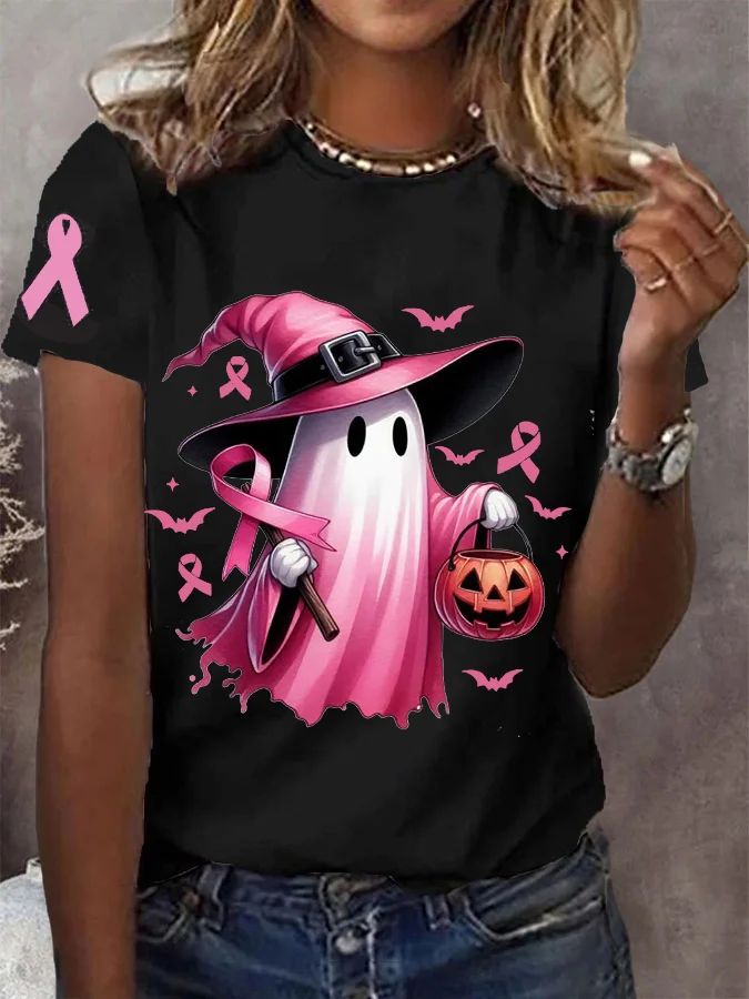 Women Halloween Short Sleeve Tee T-shirt Crew Neck Casual Summer Top