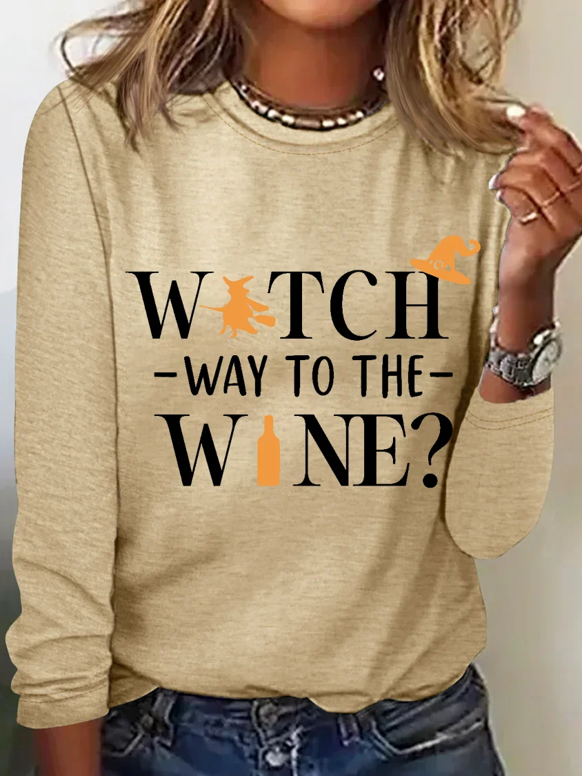 Women's Long Sleeve Tee T-shirt Spring/Fall Text Letters Cotton-Blend Crew Neck Daily Going Out Casual Top