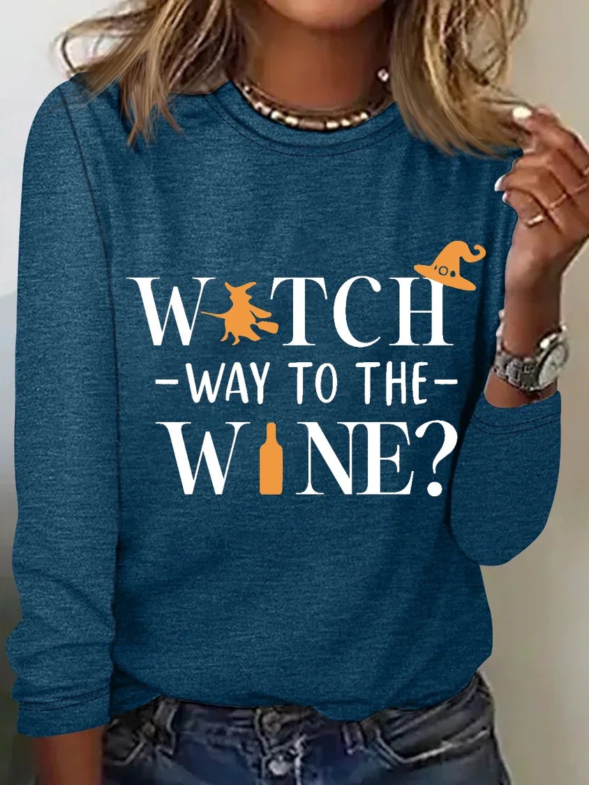 Women's Long Sleeve Tee T-shirt Spring/Fall Text Letters Cotton-Blend Crew Neck Daily Going Out Casual Top