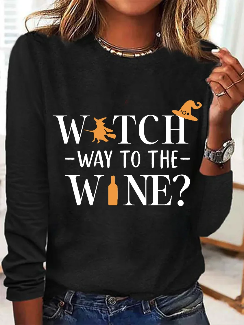 Women's Long Sleeve Tee T-shirt Spring/Fall Text Letters Cotton-Blend Crew Neck Daily Going Out Casual Top