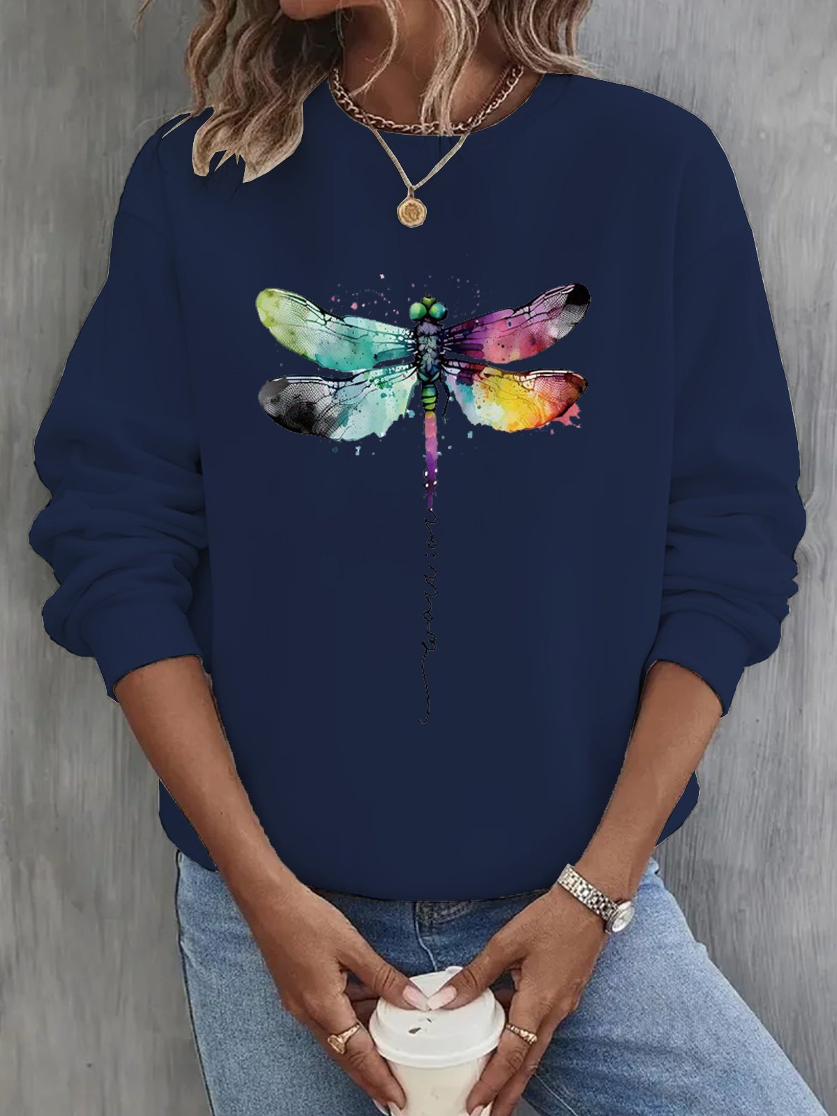 Women's Crew Neck Text Letters Casual Spring/Fall Cotton Long Sleeve Sweatshirt