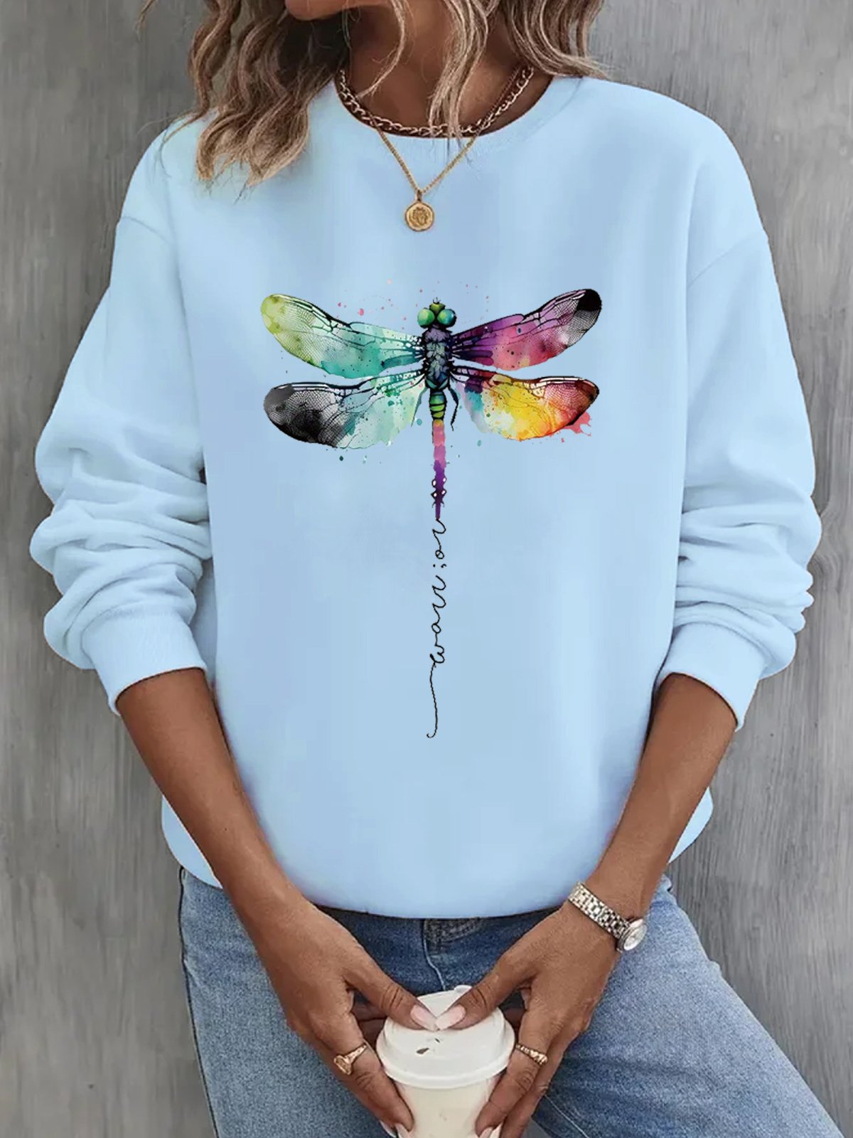 Women's Crew Neck Text Letters Casual Spring/Fall Cotton Long Sleeve Sweatshirt