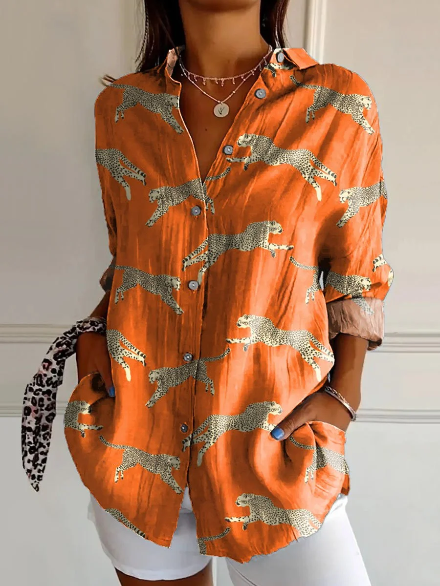 Women's Long Sleeve Shirt Spring/Fall Striped Four-Side Projectile Shawl Collar Daily Going Out Casual Top