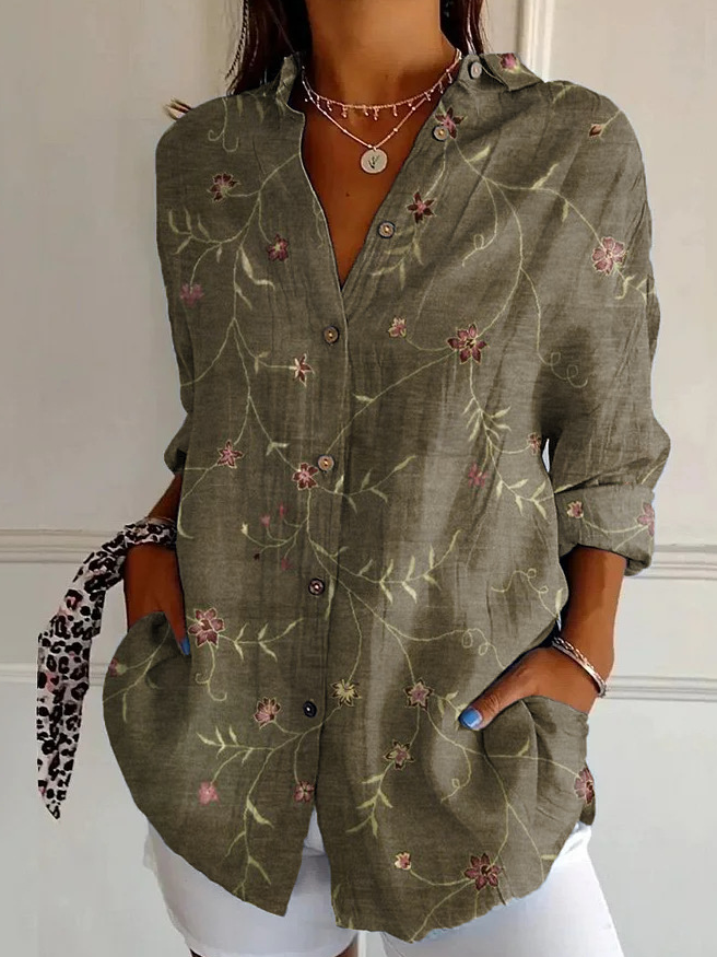 Women's Long Sleeve Shirt Spring/Fall Striped Four-Side Projectile Shawl Collar Daily Going Out Casual Top