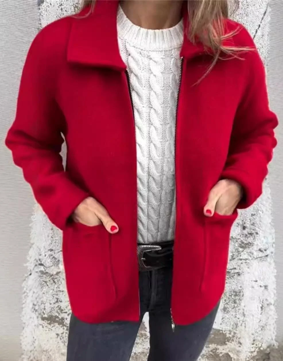 Women's Autumn Outerwear Casual Plain Long Sleeve Shawl Collar Jacket