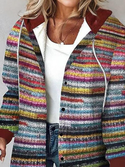 Women's Spring/Fall Outerwear Casual Striped Long Sleeve Jacket