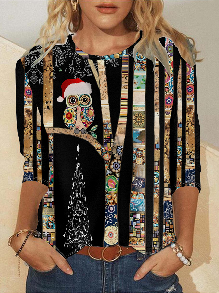 Women's Long Sleeve Tee T-shirt Spring/Fall Christmas Jersey Crew Neck Daily Going Out Casual Top