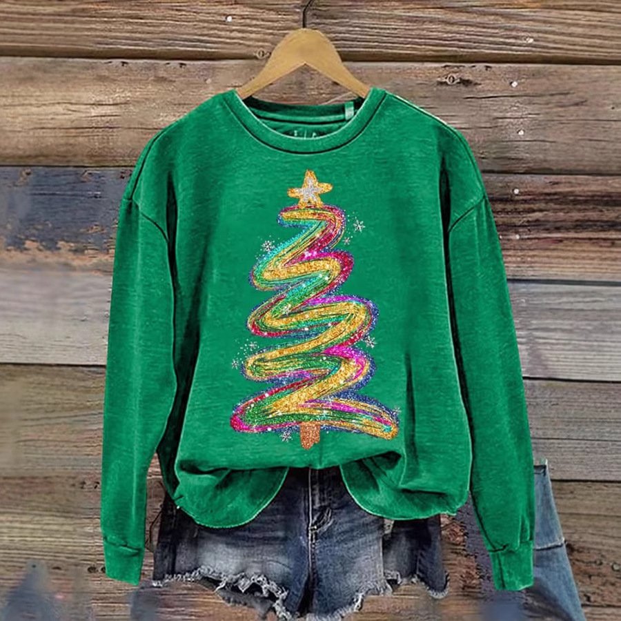 Women's Crew Neck Christmas Casual Spring/Fall Long Sleeve Sweatshirt