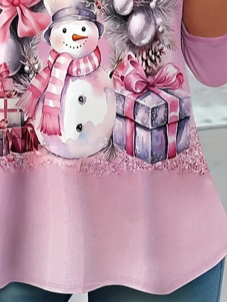 Women's Long Sleeve Tee T-shirt Spring/Fall Christmas Jersey Crew Neck Daily Going Out Casual Top